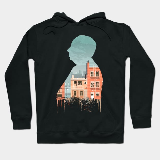 Rear Window Silhouette Illustration Hoodie by burrotees